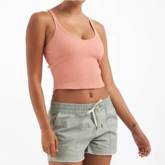 Vuori VW189 Women's Sz L Light Cinnamon/Light Coral Rib Crop Tank Top - Picture 11 of 13